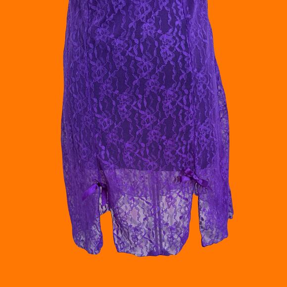00's vintage purple lace y2k bustier babydoll slip dress 34C - Picture 6 of 10